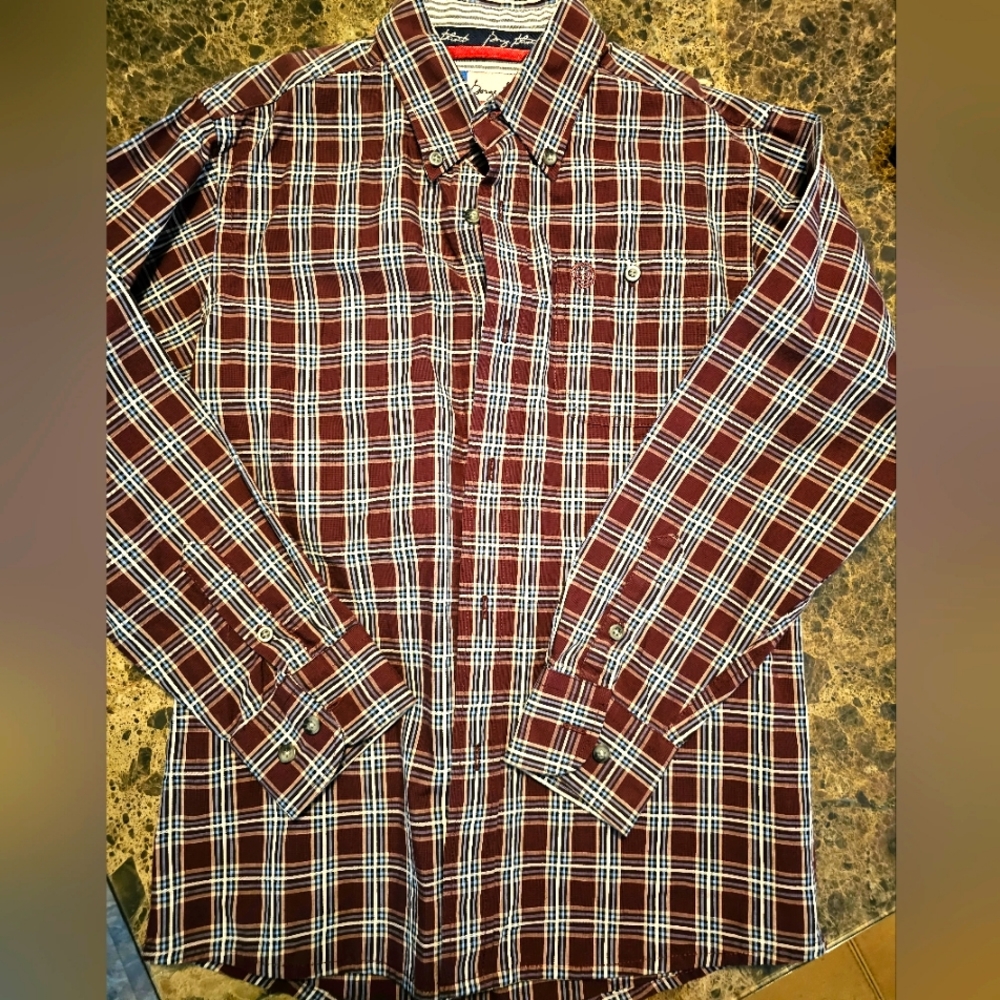 Boys Wrangler George Strait Large button down shirt 100% cotton
